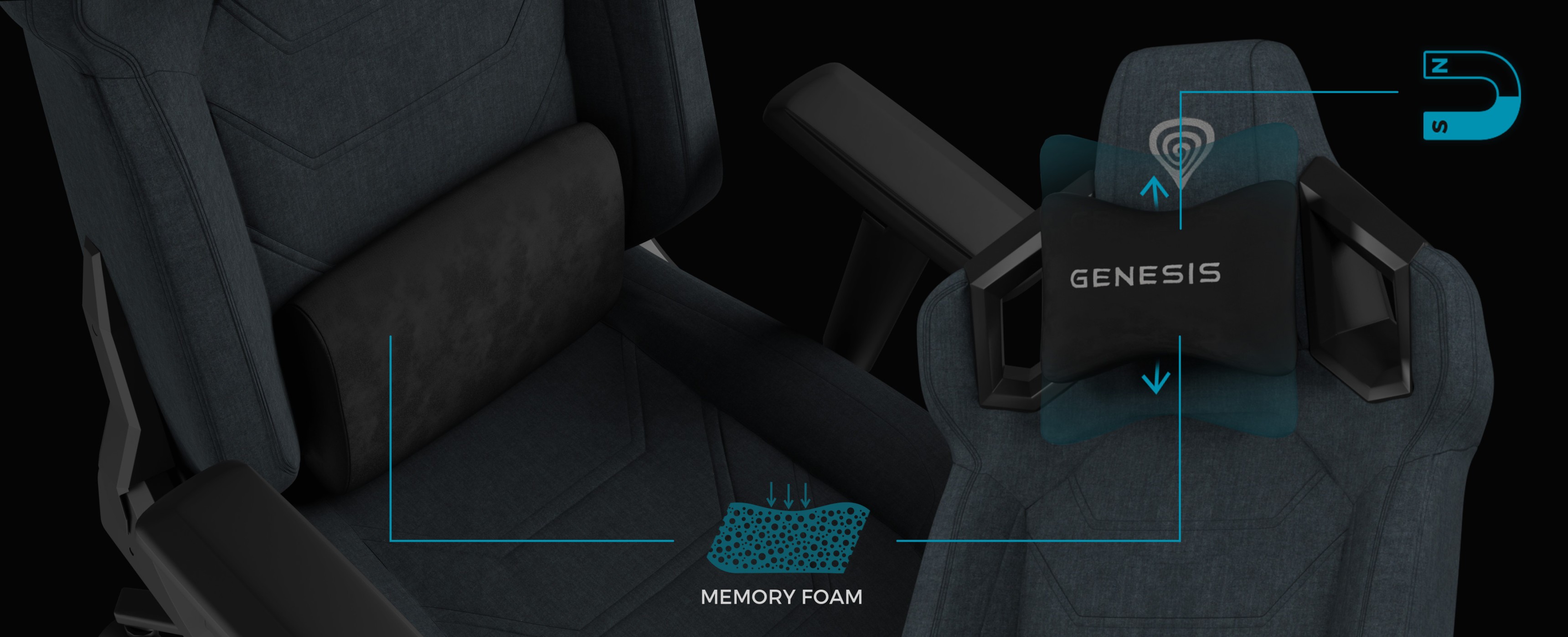 Silla de juego Genesis Nitro 800 gris con soporte de espuma con memoria, reposabrazos ajustables y elementos de diseño ergonómicos