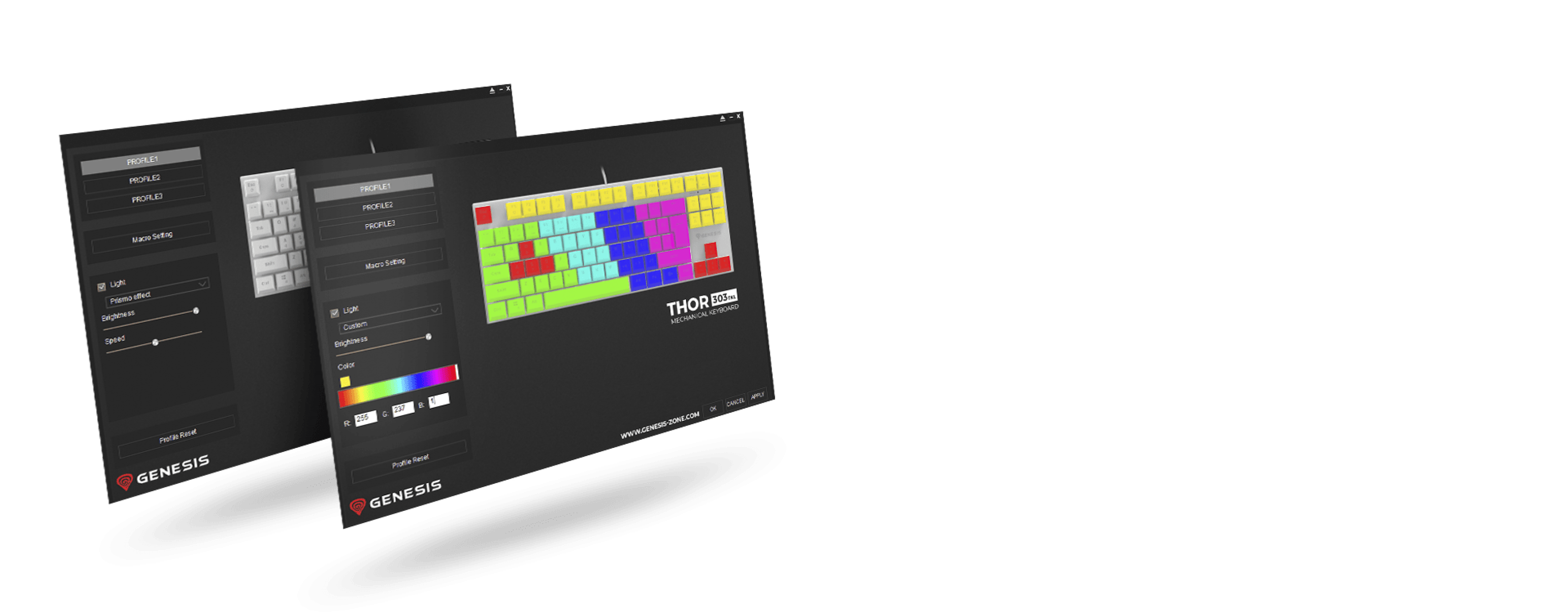 Teclado para juegos Genesis Thor 303 TKL con retroiluminación RGB, interruptores mecánicos marrones y teclas intercambiables en caliente
