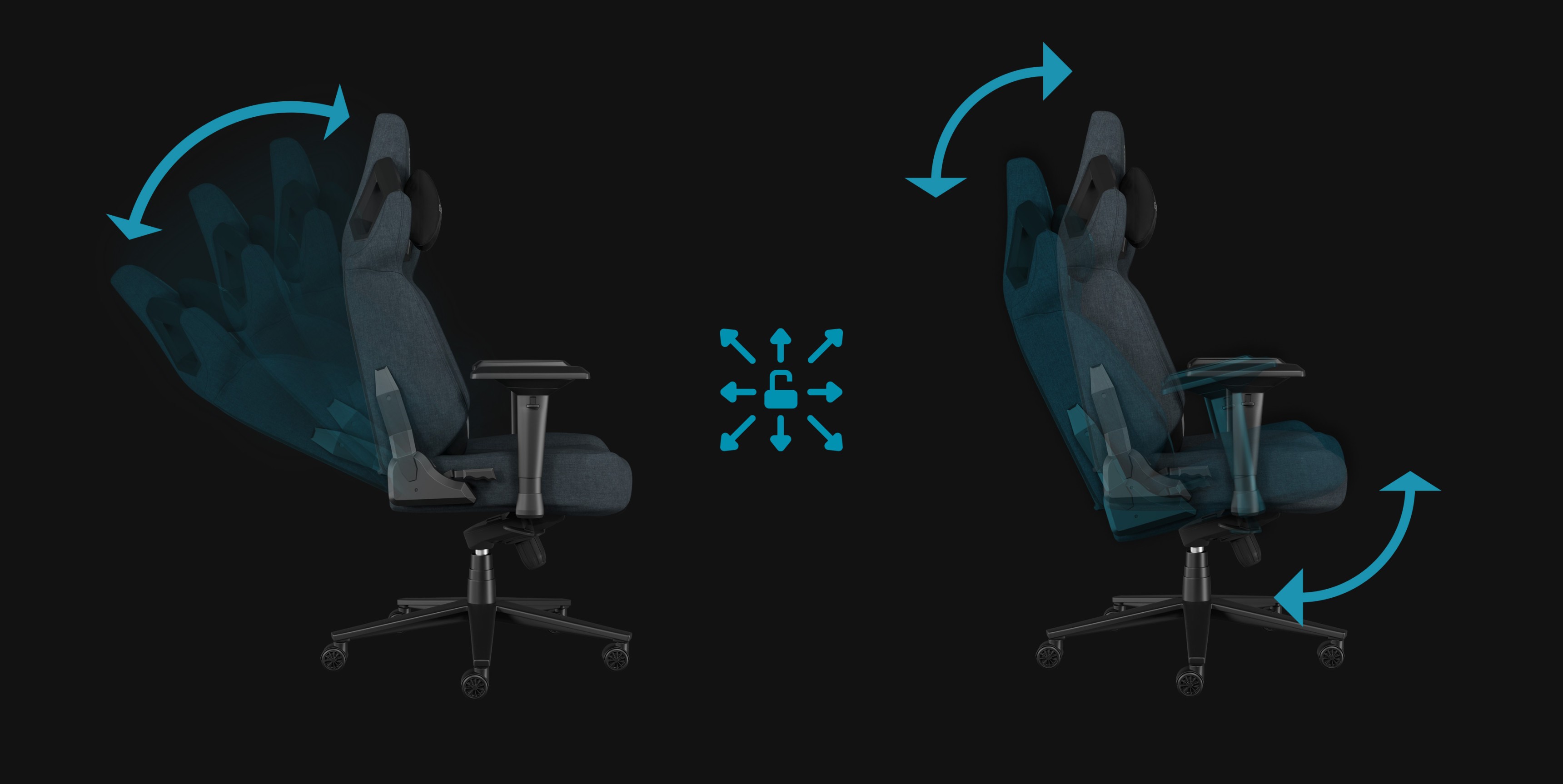 Silla de juegos Genesis Nitro 800 en gris, mostrando sus características de reclinación y giro ajustables