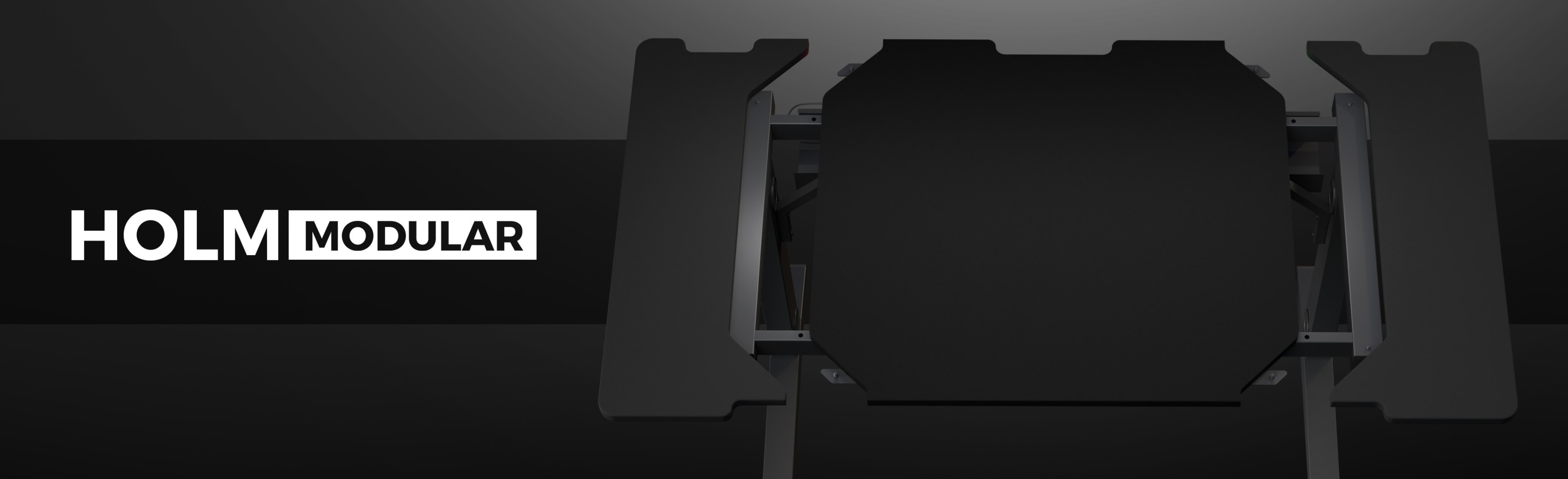 Panel lateral derecho de escritorio para el Genesis Holm Modular, con un elegante diseño negro y estilo minimalista