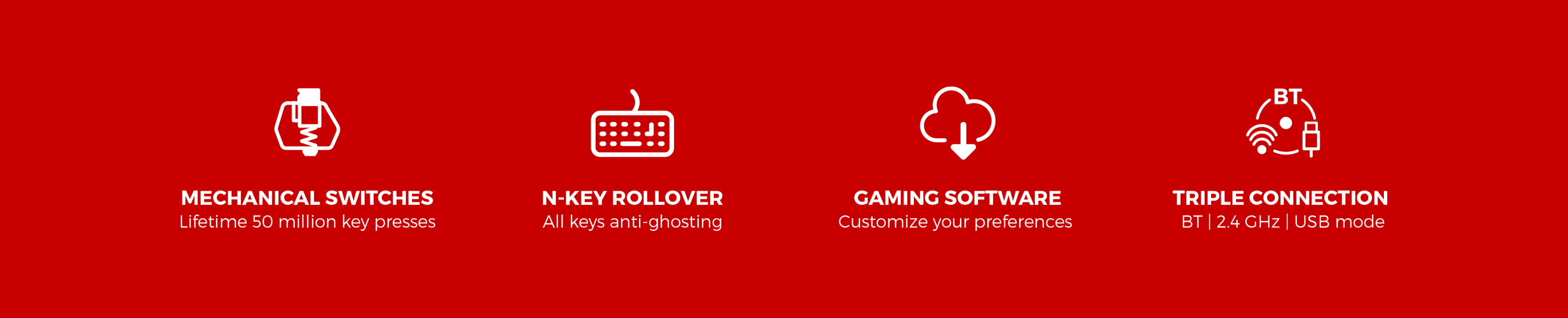 Características del teclado Genesis Thor 660 G2: interruptores mecánicos, N-key rollover, software para juegos y triple opción de conexión