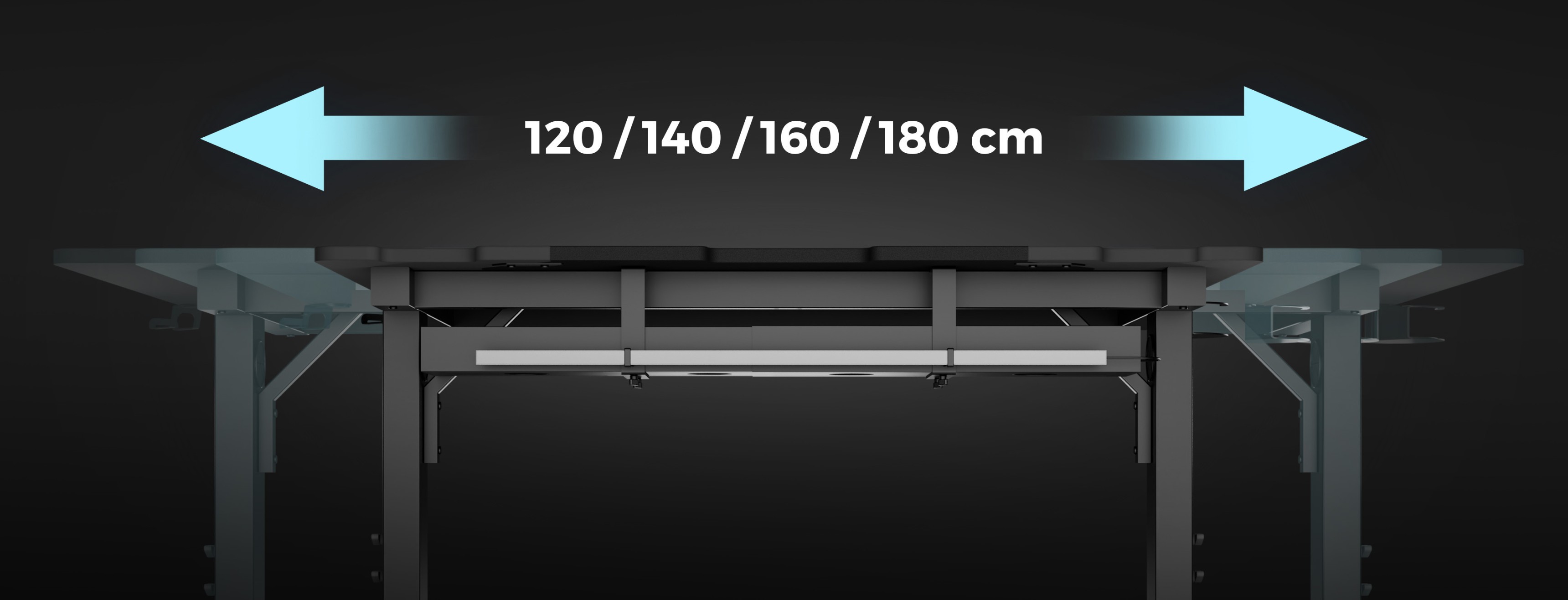 Panel lateral para el escritorio modular Genesis Holm, con anchuras ajustables de 120, 140, 160 y 180 cm
