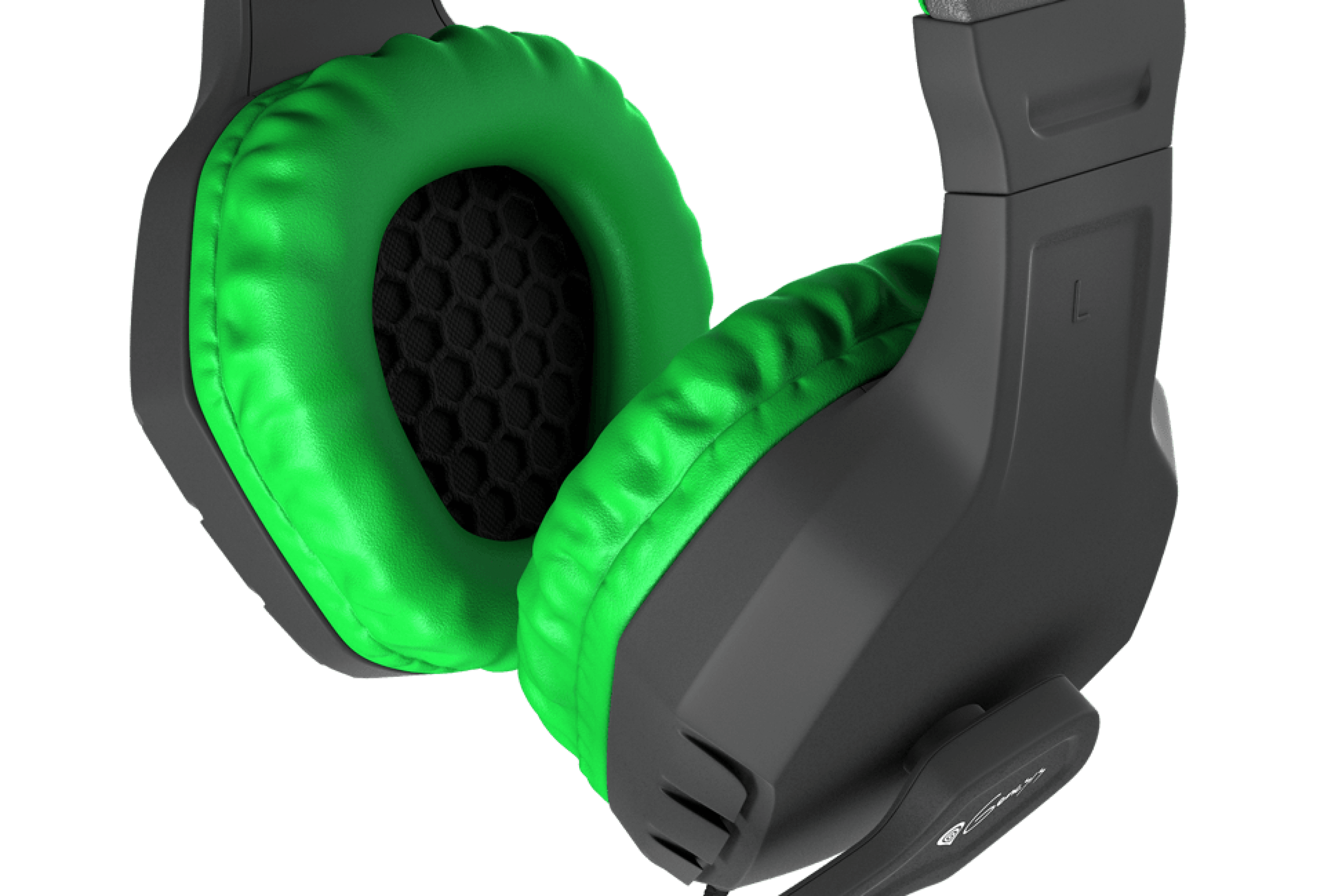 Auriculares de botón negros y verdes con micrófono, auriculares acolchados y diseño elegante