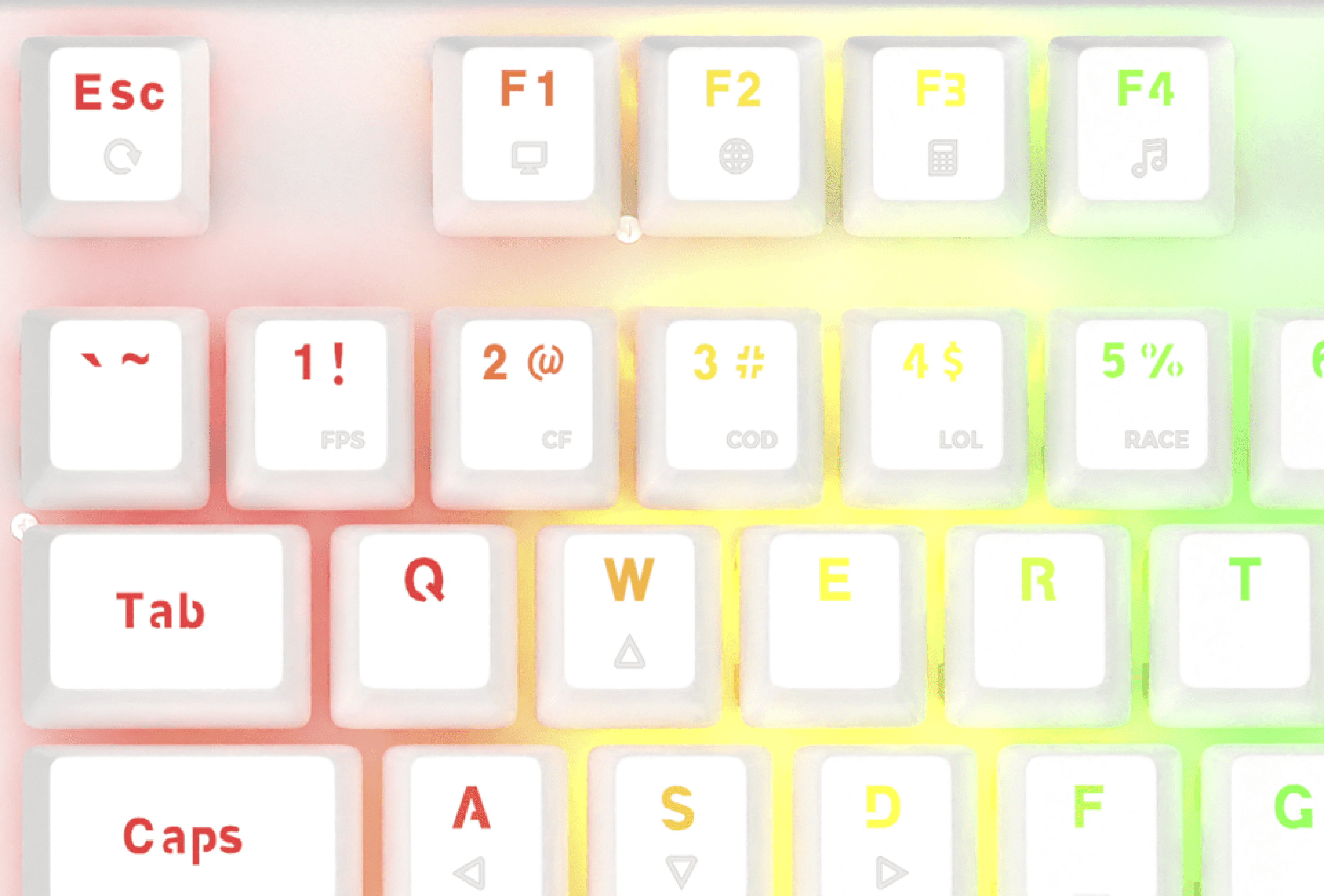 Teclado mecánico retroiluminado RGB con interruptores marrones y diseño TKL, con teclas etiquetadas para juegos
