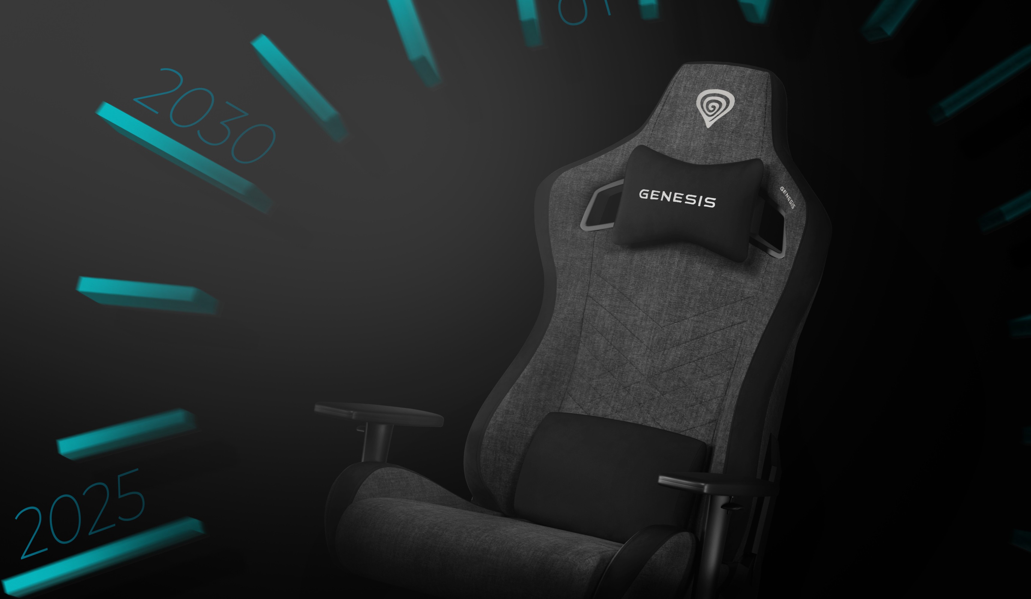 Silla de juegos gris de Génesis Nitro 660, con diseño ergonómico y almohada reposacabezas