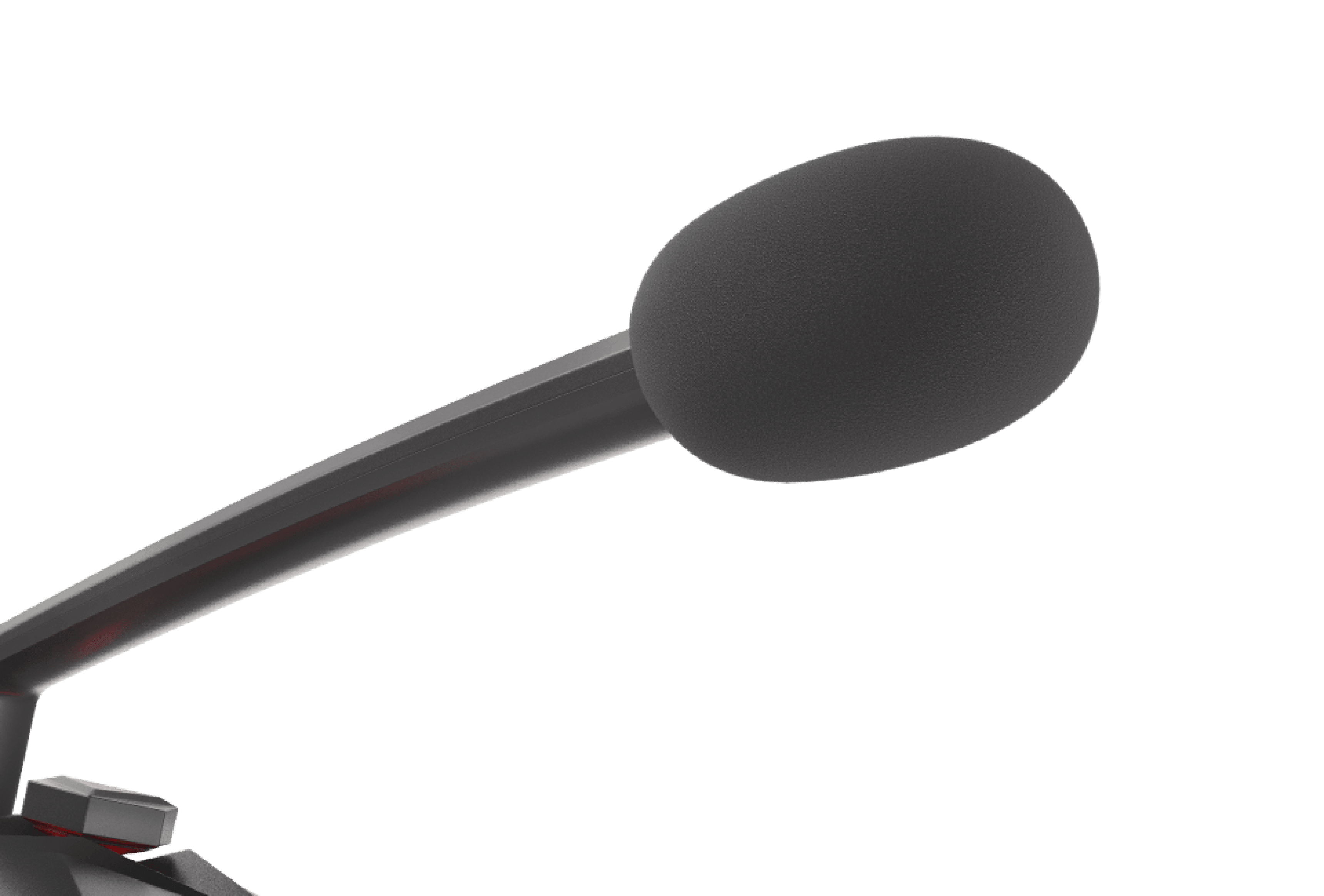 Micrófono con un diseño elegante y una cabeza de espuma negra, ideal para capturar audio con claridad