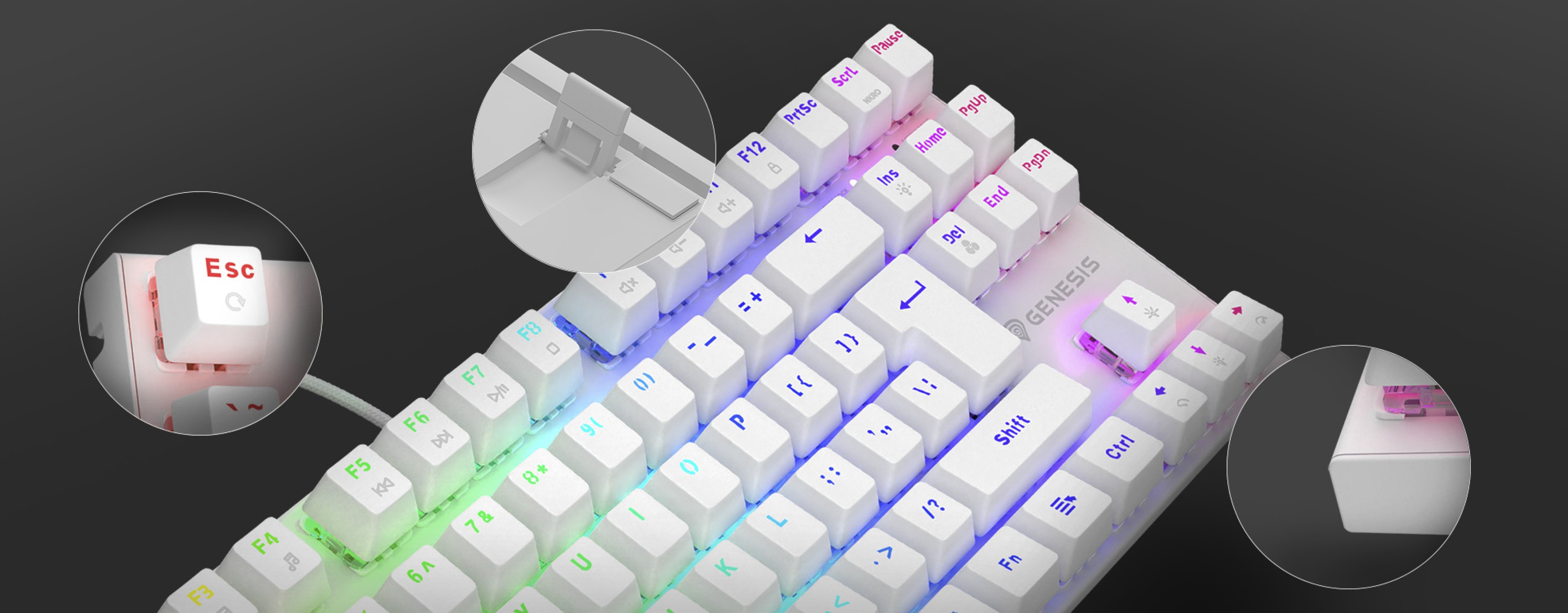 Teclado para juegos con iluminación RGB, con interruptores mecánicos marrones intercambiables en caliente y un diseño TKL compacto