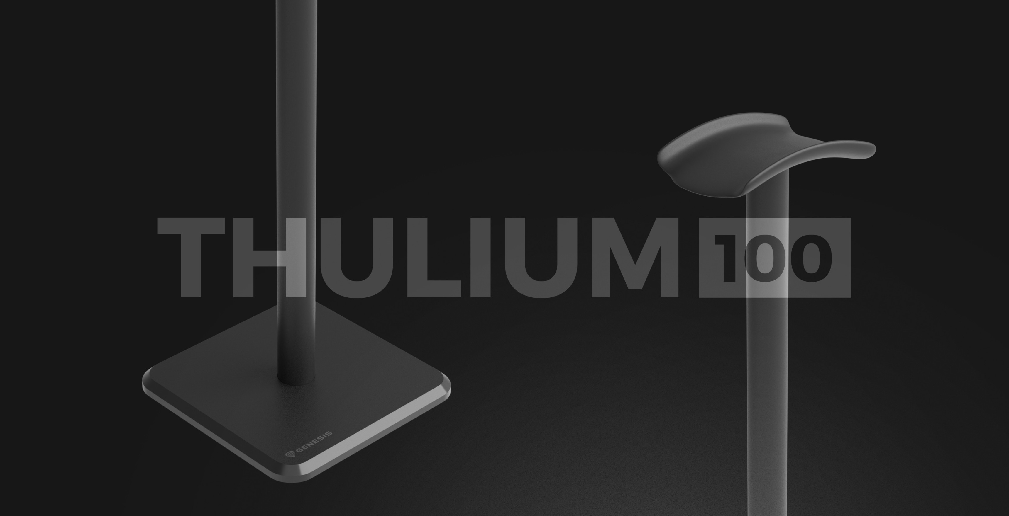 Soporte para auriculares Genesis Thulium 100 negro con una base estable y un diseño elegante adecuado para organizar los auriculares
