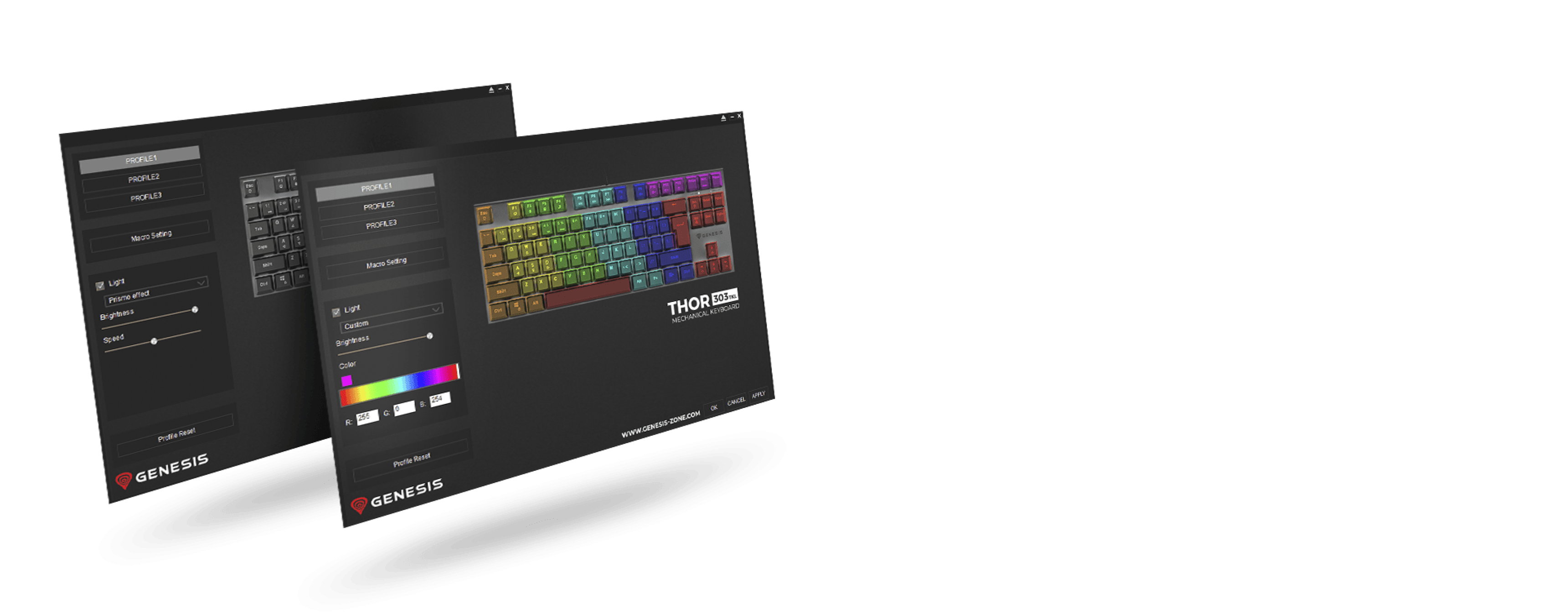 Teclado para juegos Genesis Thor 303 TKL con retroiluminación RGB e interruptores mecánicos silenciosos, con un elegante diseño negro