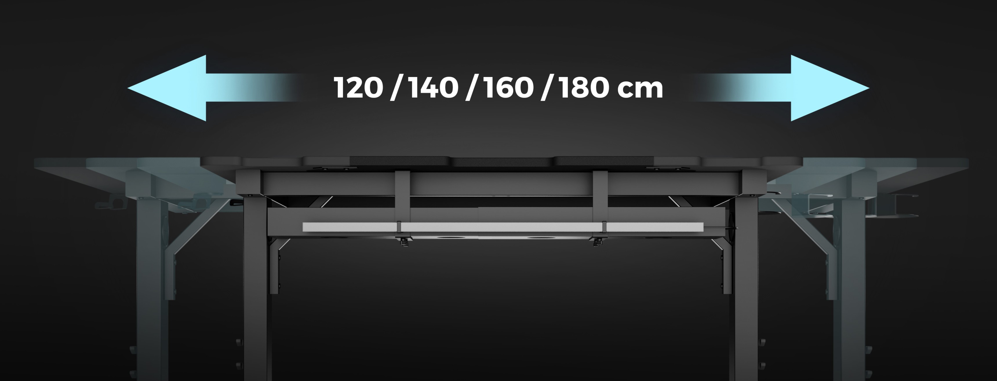 Panel lateral izquierdo modular para el escritorio Génesis Holm, opciones de anchura ajustable: 120, 140, 160 o 180 cm