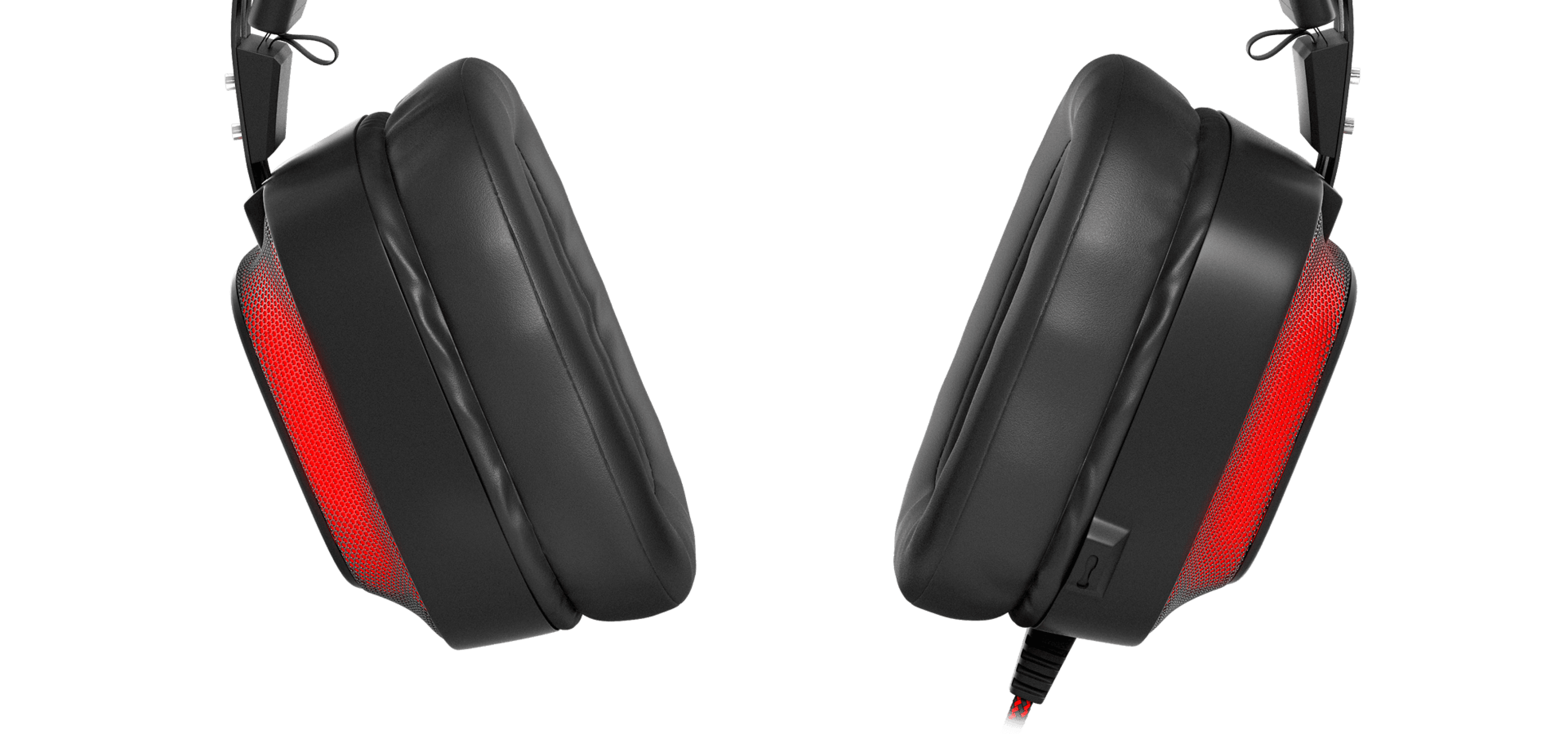 Auriculares over-ear Genesis Radon 720 negros y rojos con conexión USB y micrófono, con orejeras acolchadas
