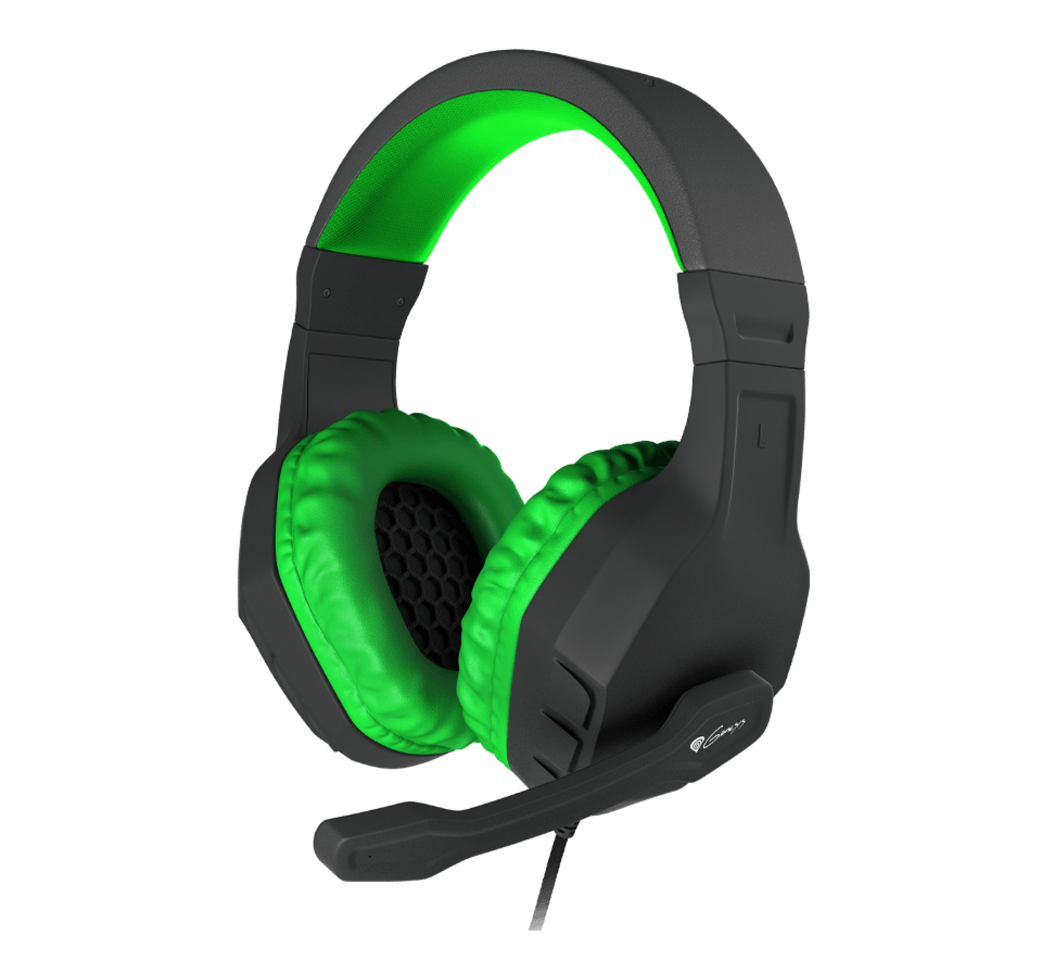 Auriculares over-ear para juegos, negros y verdes, con micrófono, almohadillas acolchadas y diadema ajustable