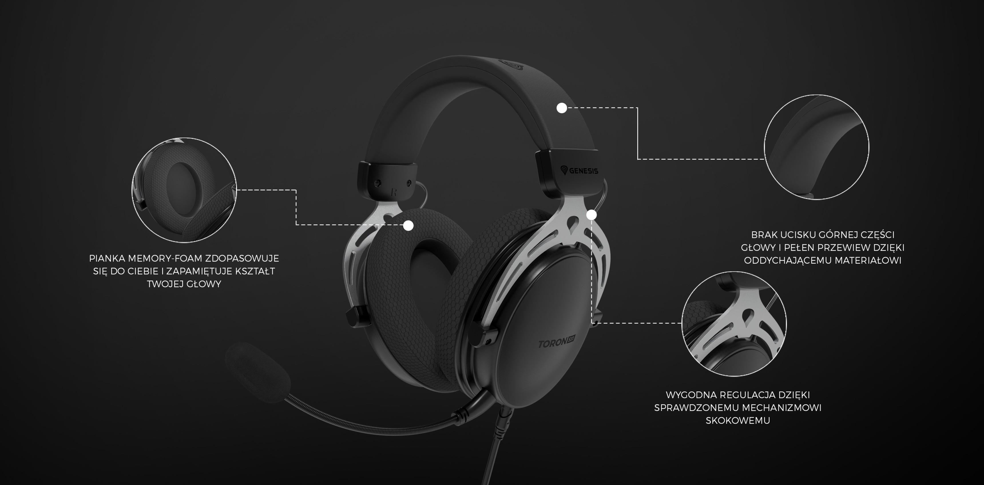 Auriculares de botón Genesis Toron 531 negros con micrófono, almohadillas blandas y diseño ajustable