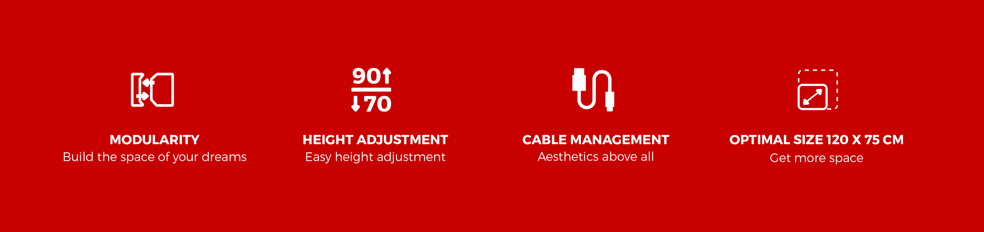 El escritorio para juegos cuenta con un diseño modular, ajuste de altura, gestión eficaz de los cables y un tamaño óptimo de 120 x 75 cm