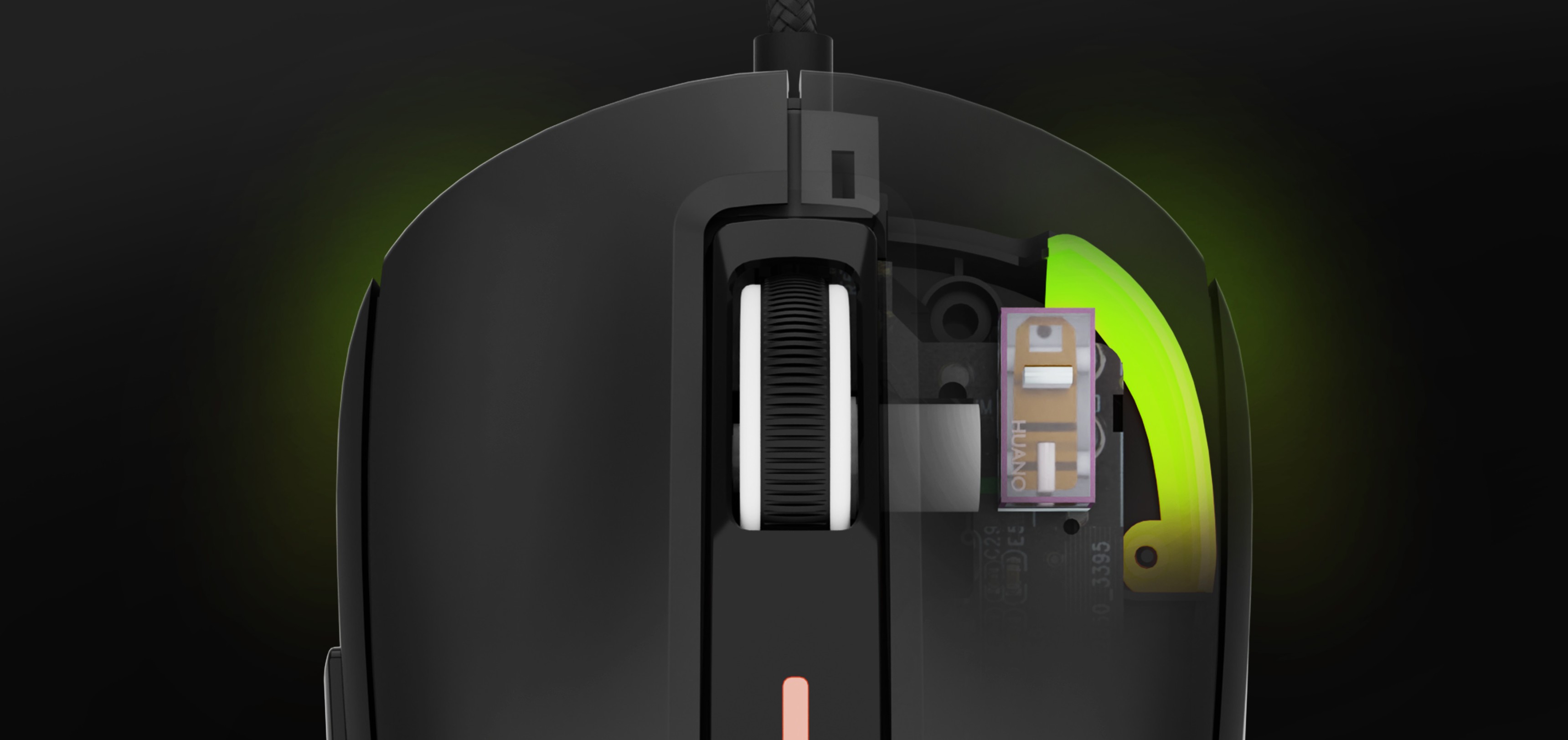 Ratón para juegos Genesis Krypton 660 negro que muestra los componentes internos, con iluminación RGB y botones personalizables