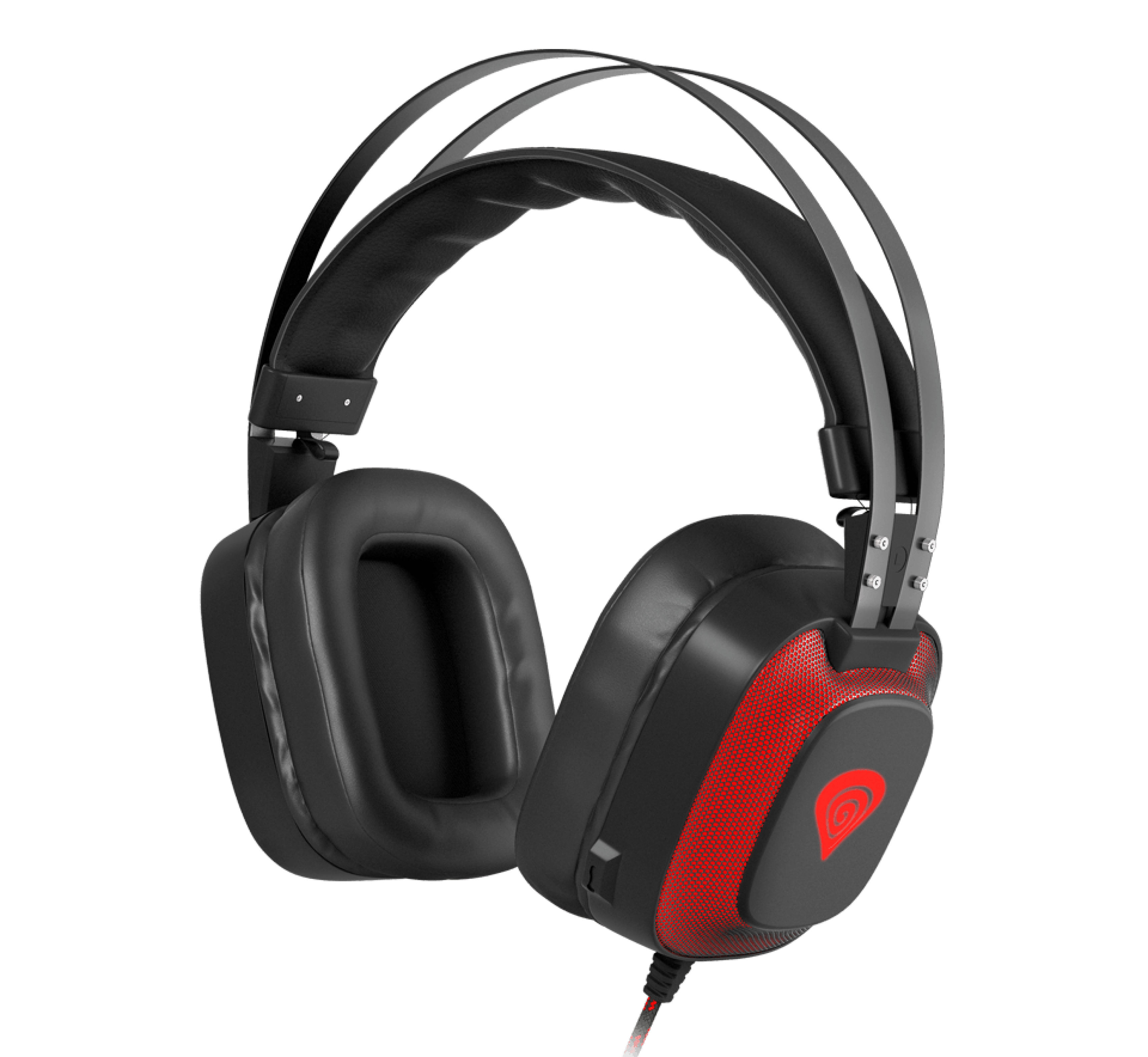 Auriculares Genesis Radon 720 negros y rojos con sonido envolvente 7.1 y micrófono integrado