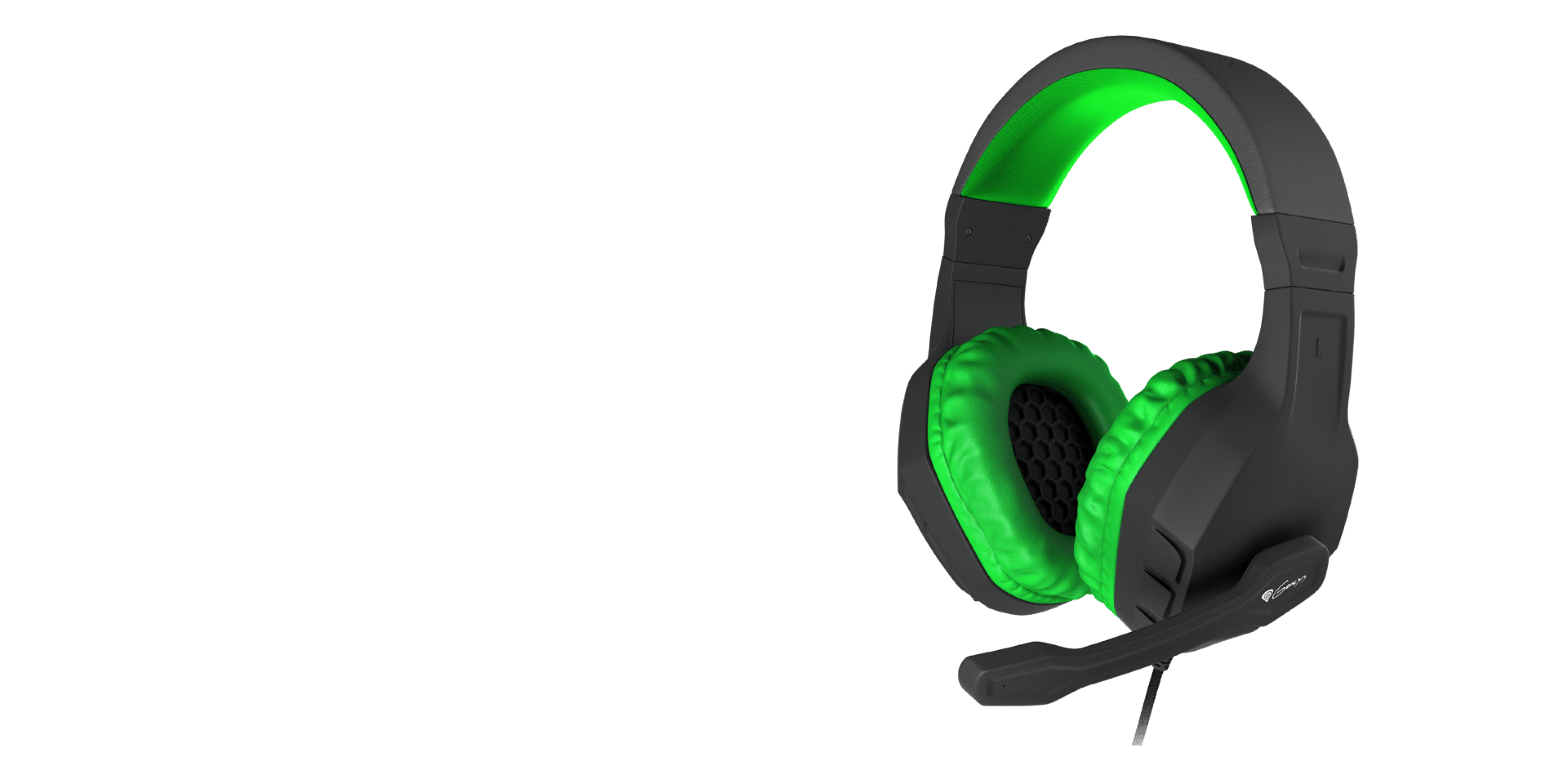 Auriculares over-ear negros y verdes con micrófono integrado y almohadillas de felpa