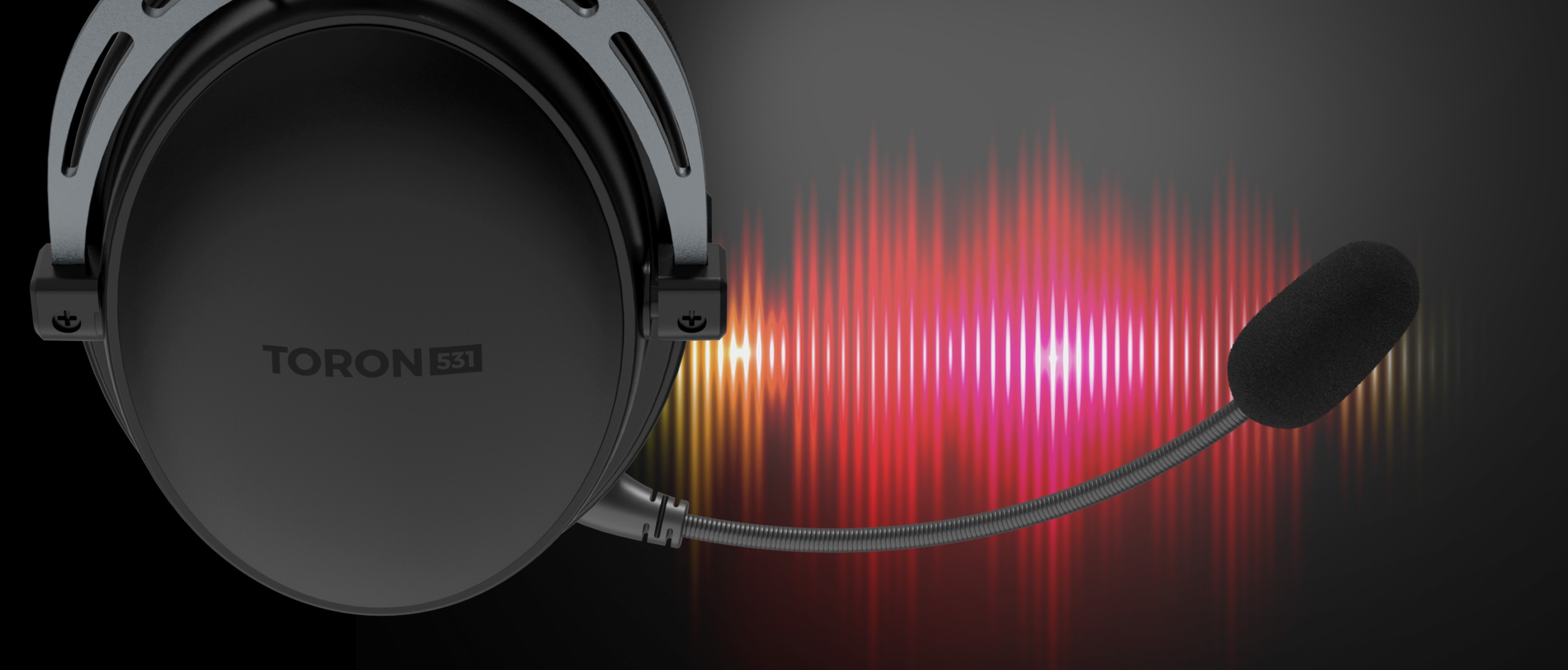 Auriculares over-ear Genesis Toron 531 negros con micrófono y gráfico soundwave de colores