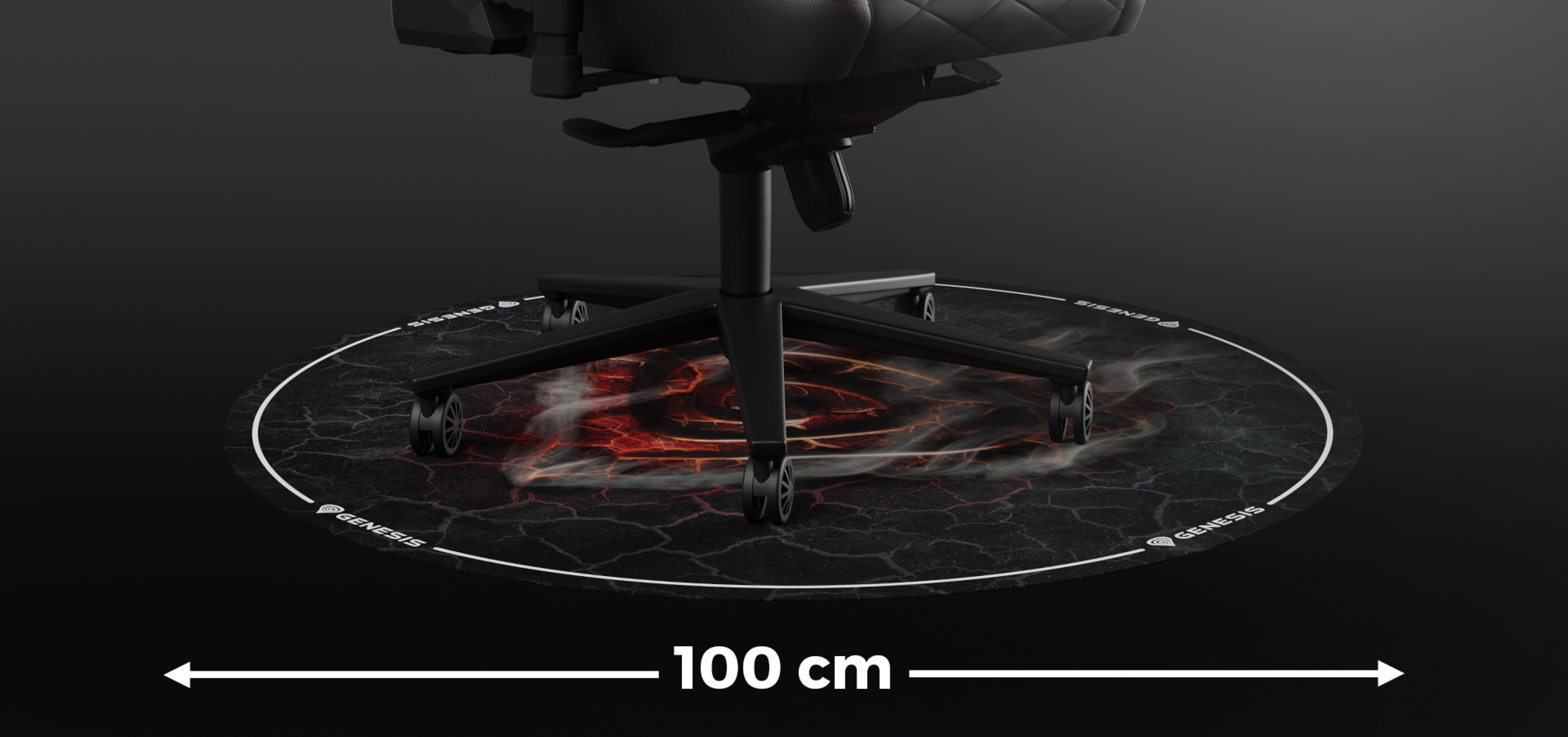Alfombrilla protectora redonda para la silla Génesis Tellur 400, de 100 cm, con diseño de lava