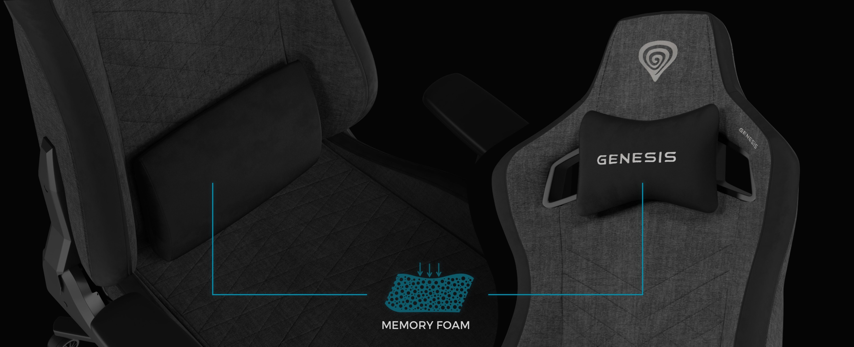 Silla de juego Genesis Nitro 660 gris con cojín de espuma con memoria y diseño ergonómico para mayor comodidad durante el juego prolongado