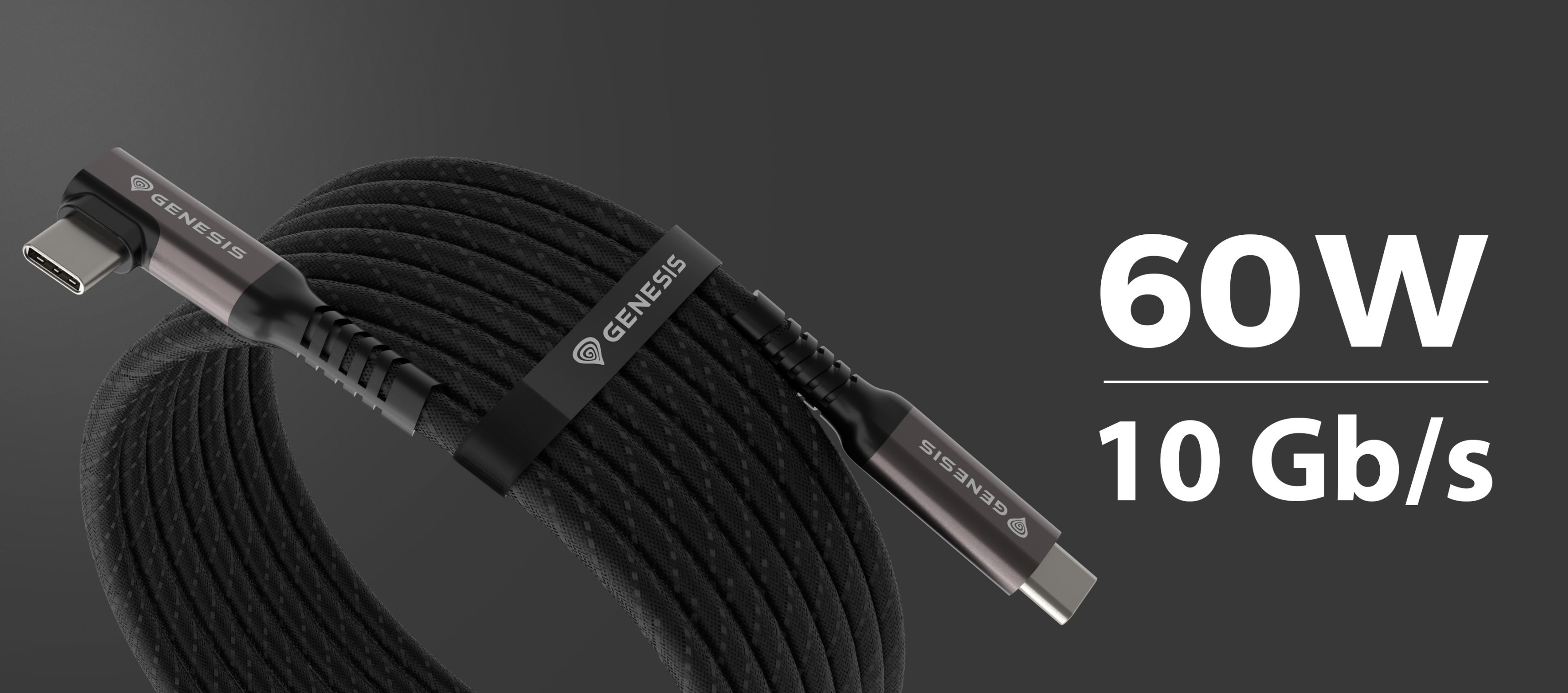 Cable USB-C negro, de 3 metros de longitud, con velocidad de transferencia de datos de 10 Gb/s y capacidad de suministro de energía de 60 W