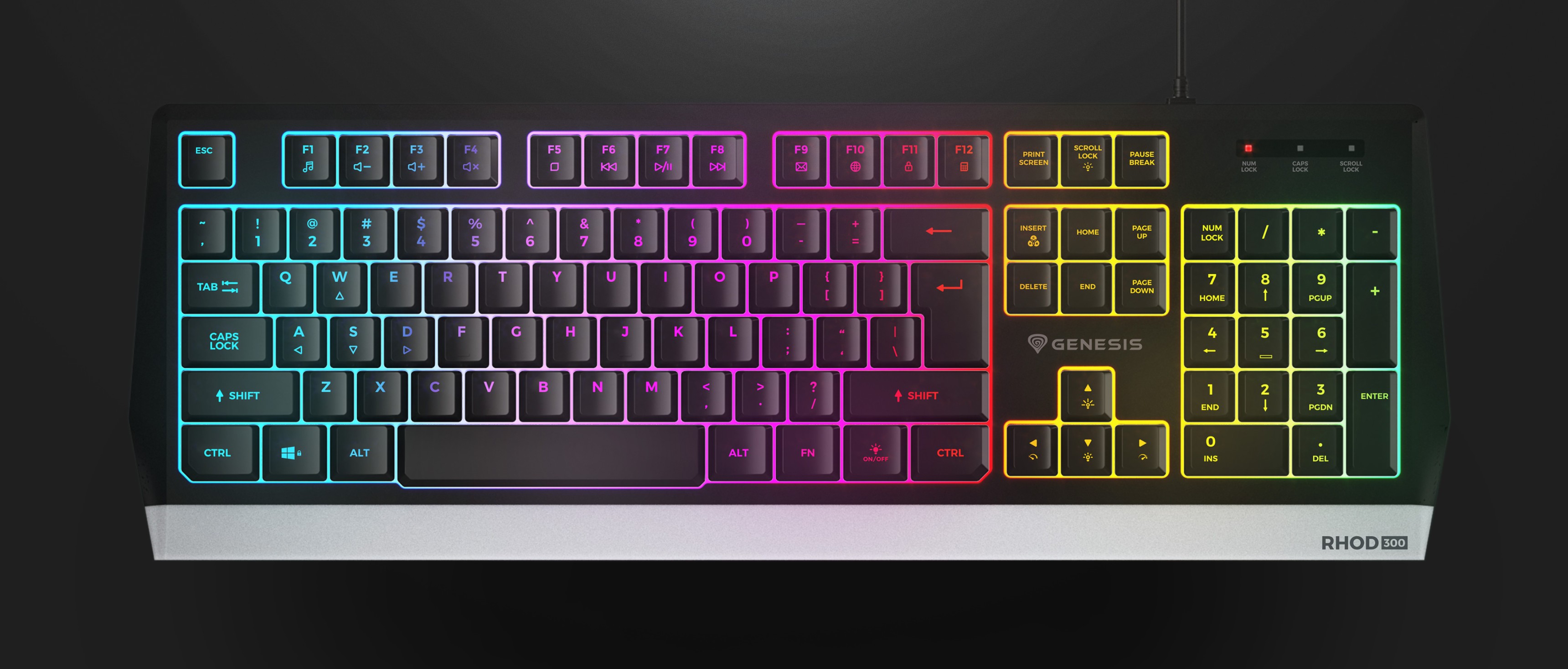 Teclado para juegos RGB de diseño elegante, con retroiluminación personalizable y diseño ergonómico